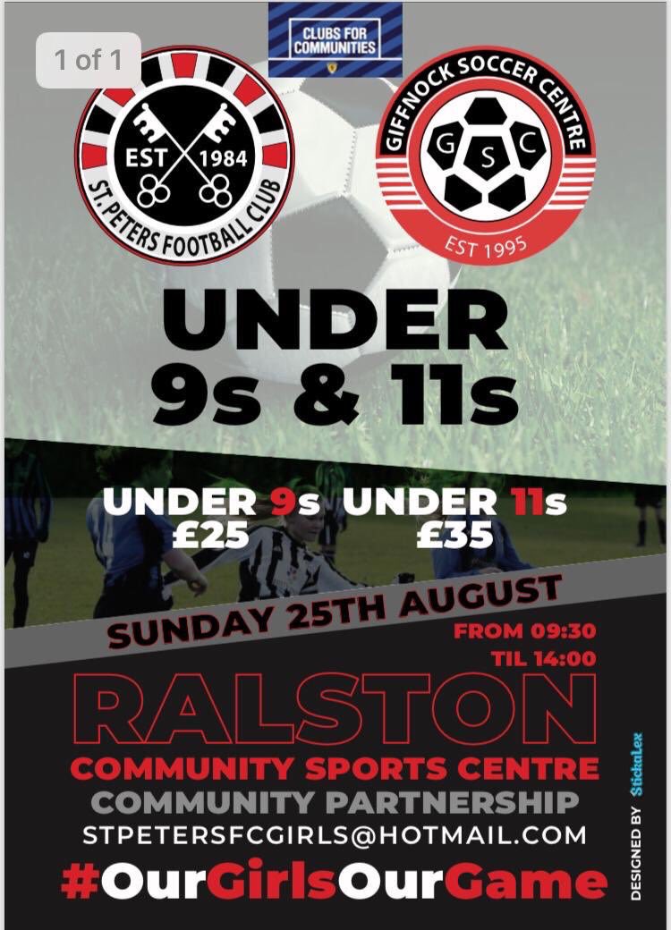 GiffnockSCGirls's tweet photo. FESTIVAL | We are teaming up with @StPetersFCGirls to host our first partnership U9s and 11s festival! Limited space now remaining. 💪🏼 Please see flyer to book your teams place! #community #together https://t.co/wPIqEtLO8a