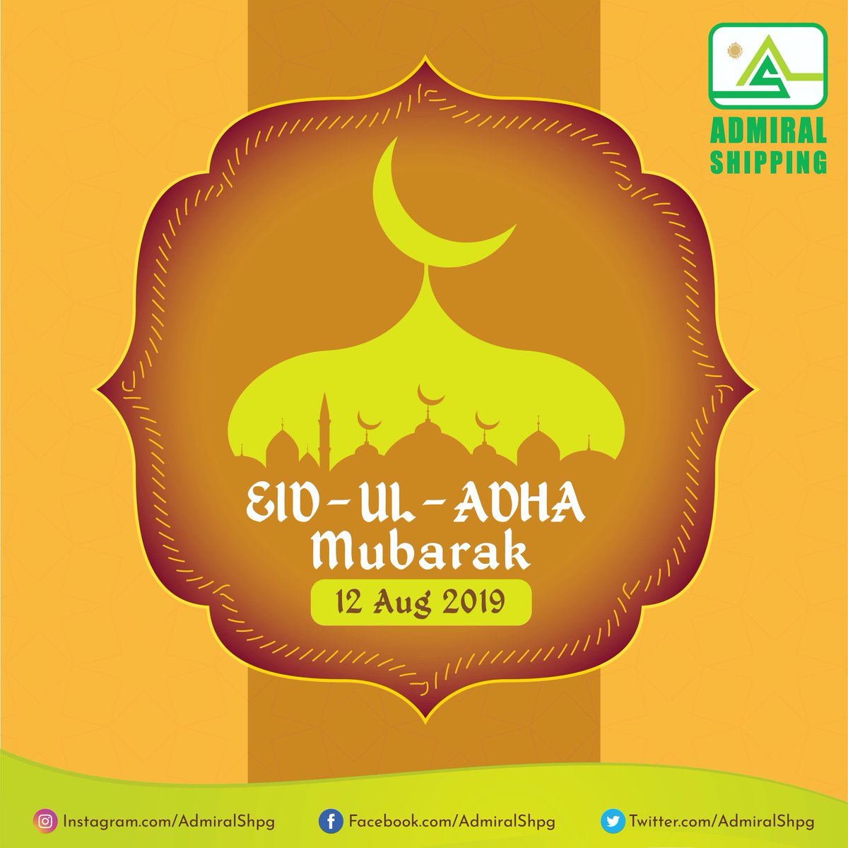 AdmiralShpg's tweet photo. From Admiral Shipping Ltd.,
EID - UL - ADHA Mubarak to all

#port #sea #shipping #shippingagency #shippingagent #shippingcompany #eid2k19 #eidmubarak #eid_mubarak #eidmubarak2019 #eidmubarak2k19 #eiduladha #eiduladha2019 #eiduladha2k19 #AdmiralShippingLtd #AdmiralShipping https://t.co/sTwUdKuaQV