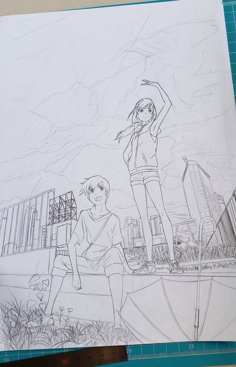 線画終わったからスケッチブックにトレースしていくぅ〜 