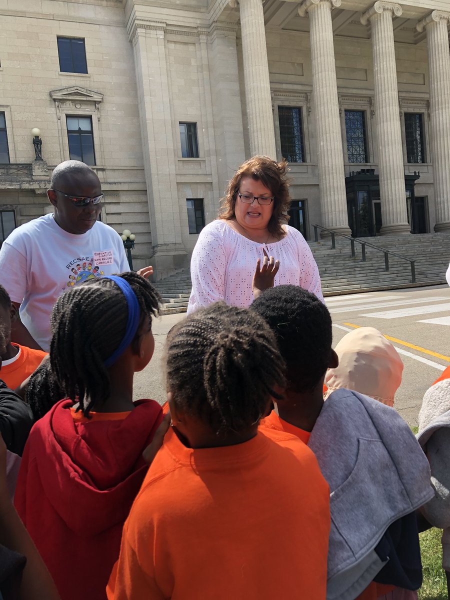 BenduG's tweet photo. Minister Colleen Mayer addresses RECSAE Inc. Summer Camp at the Leg. Field Trip with Executive Director Mr. Bendu. https://t.co/8VaqOFz4fy