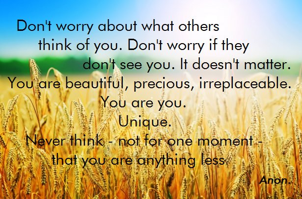 Zoetjetoch's tweet photo. #MondayMotivation Your reminder, to start this new week well: "Don't worry about what other people think. You are unique and beautiful. You are you!" #starttodaywithasmile #quote https://t.co/94MhPyfyLx