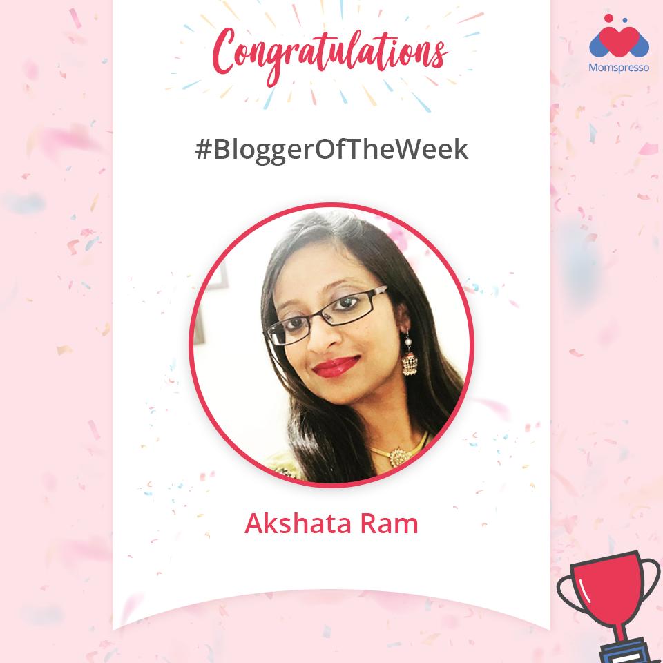 mymomspresso's tweet photo. For the strength she radiates and for powerful personality she is Momspresso is awarding Akshata Ram the #BloggerOfTheWeek! We will be sharing her blogs every day of this week at 10:45 am. You can follow her here to read her upcoming blogs:
https://t.co/in4VQvHVaV https://t.co/sp3T0XqYI6