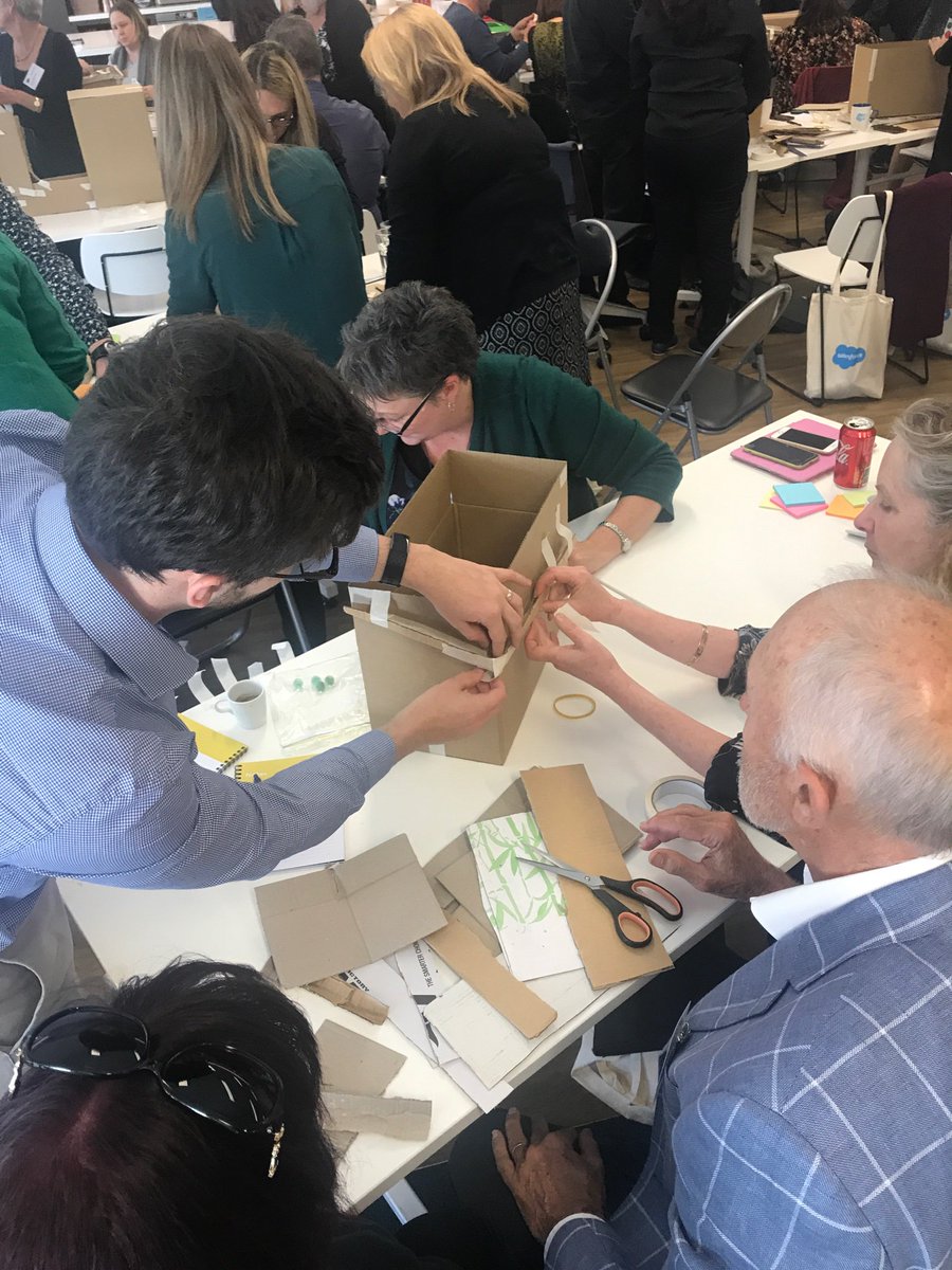 AusSchoolsPlus's tweet photo. A bit of Marble Run fun now to test our design thinking. Experimenting with different cardboard and masking tape constructions to find the one that keeps the marble moving for the longest time. #CollabForum @salesforceapac https://t.co/4t02NSOQBq