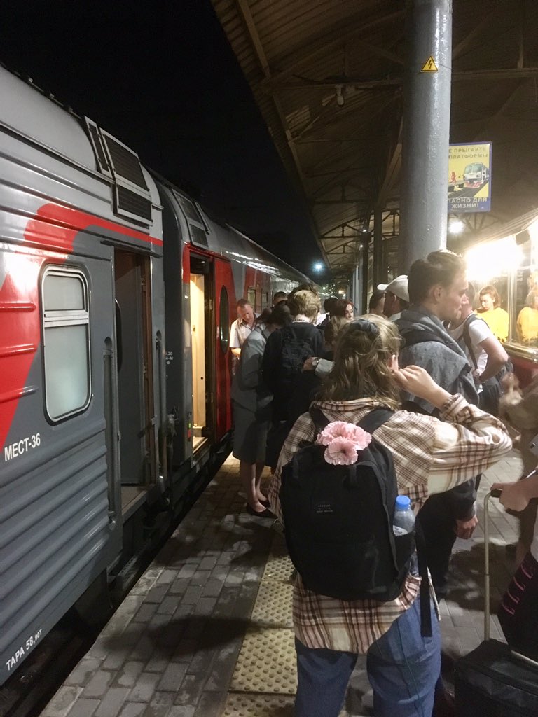 FramDrama's tweet photo. Post train overnight to Veliky Novgorod. A tiny bit like a James Bond movie! @framlinghamcollege #moscow2018 #borscht https://t.co/67ExOLrPch