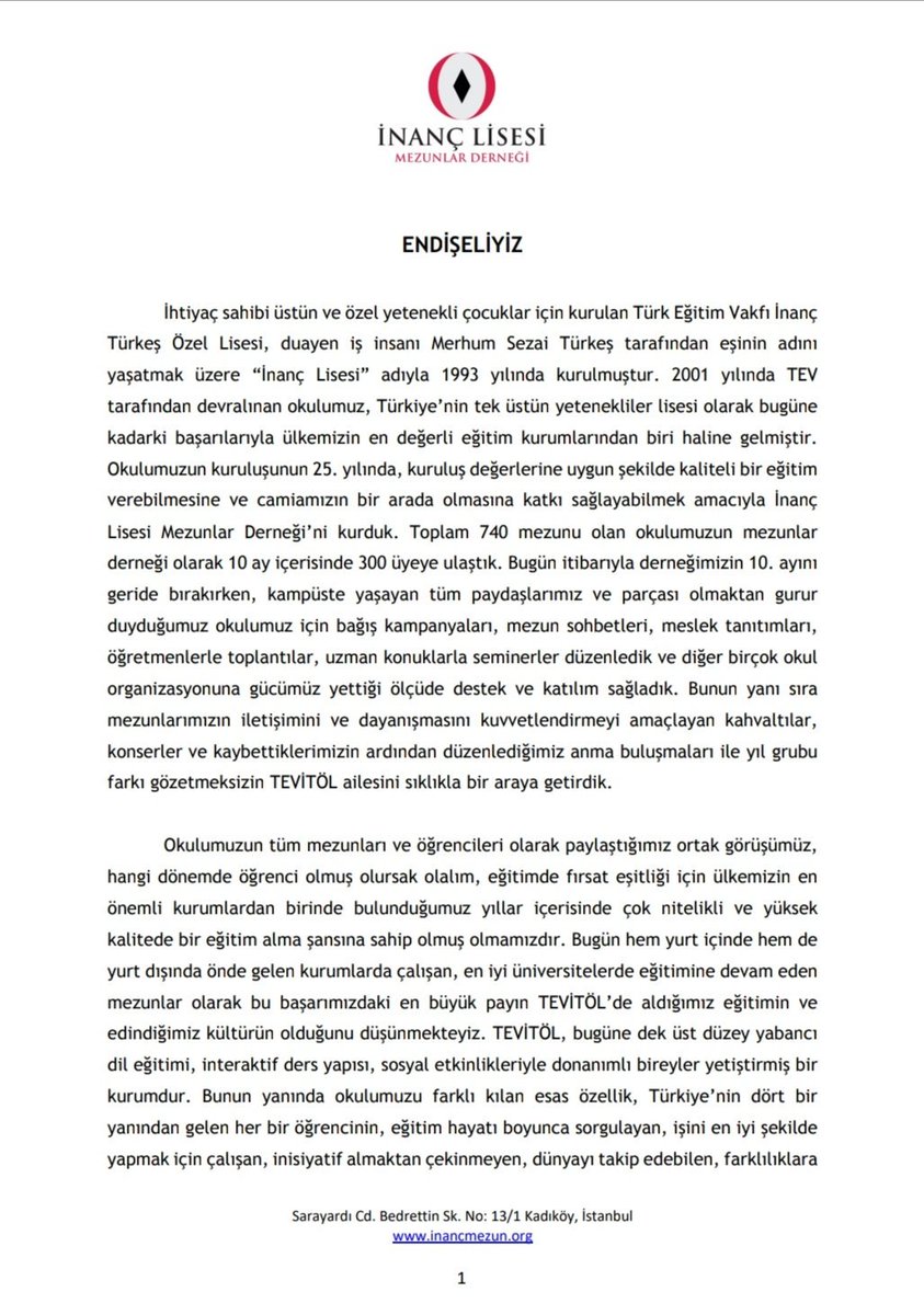 inancmezunorg's tweet photo. Kamuoyu duyurumuzun tam metni #TEVİTÖLbiziz https://t.co/Dt3uhonSUy