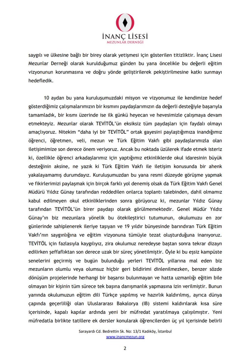 inancmezunorg's tweet photo. Kamuoyu duyurumuzun tam metni #TEVİTÖLbiziz https://t.co/Dt3uhonSUy