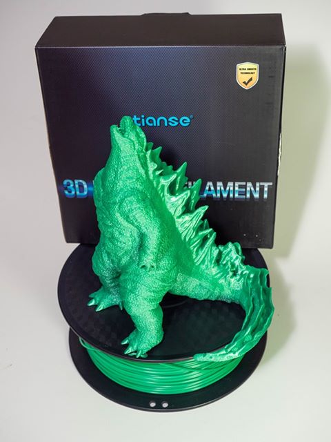 tianseoffice's tweet photo. #tianse #tianse3d #3dprinting #3dfilament #stampa3d #impression3d #3ddrucker #godzilla #cults3d #greenpla Awesome Godzilla printed by Makoto Schoppert using tianse Green & Green C PLA. Great model from @Cults3D.😍https://t.co/O2UwgxQhiO (Look at our New Filament Packaging Box😎) https://t.co/W8YWCvtrL7