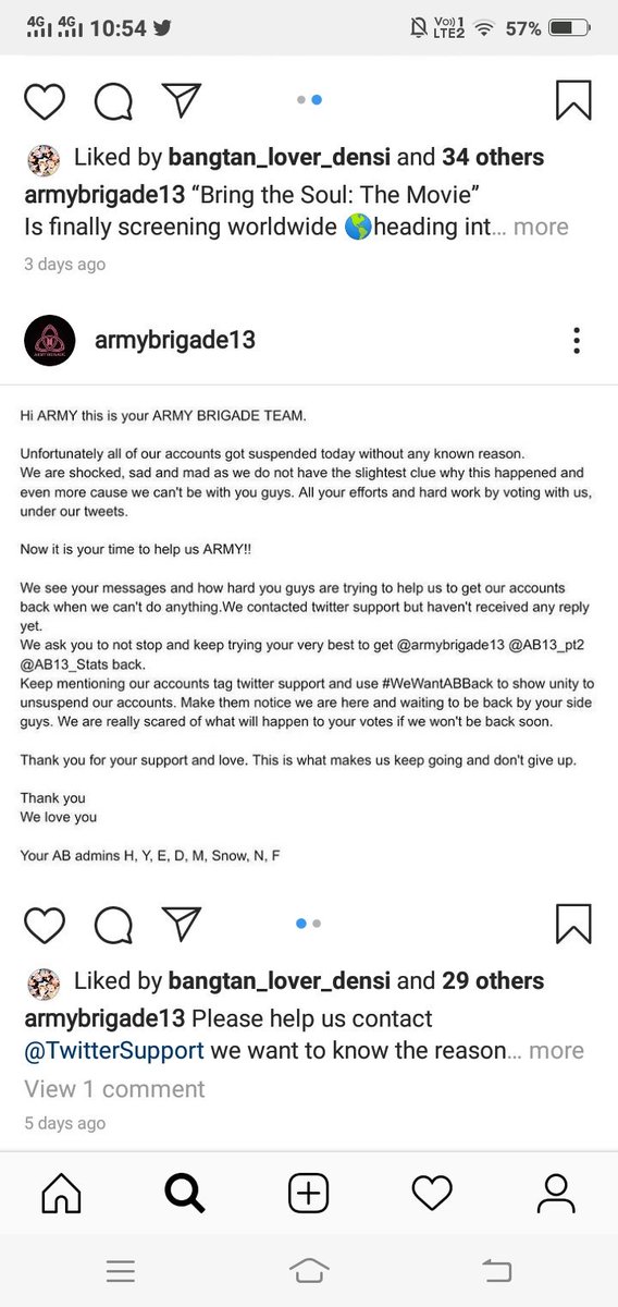 btslover_densi's tweet photo. @TwitterSupport Please make sure to give My fanbase the reason for account suspension of @ArmyBrigadge13  @AB13_pt2 @AB13_Stats 

#WeWantABBack #WewantAB 
#BTSARMY #WINGS https://t.co/sTJMcYvEQh