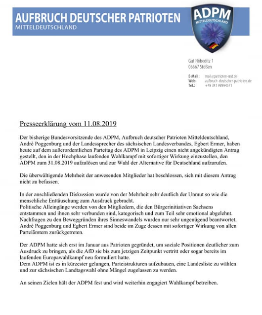 x_xjochen's tweet photo. Posse am rechten Rand: #Poggenburg hat die von ihm gegründete ADPM verlassen. Er hatte auf Parteitag am Sonntag gefordert, ADPM solle sich auflösen und zu Wahl der AfD aufrufen – Antrag ging nicht durch. Poggenburg war im Januar aus AfD ausgetreten ("nicht mehr patriotisch") https://t.co/uZgmXMTeAV