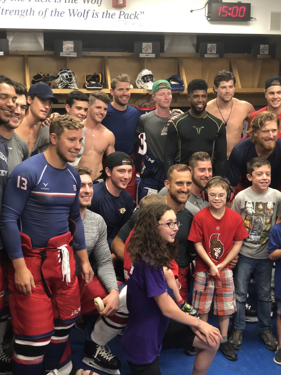 Great time <a href="/NickFoligno/">Nick Foligno</a> NHL vs the Docs Charity game for NeoKids in Sudbury. Turned over the goaltending duties to <a href="/bonsie34/">david bowen</a> with the expected results. Great event great crowd!!!