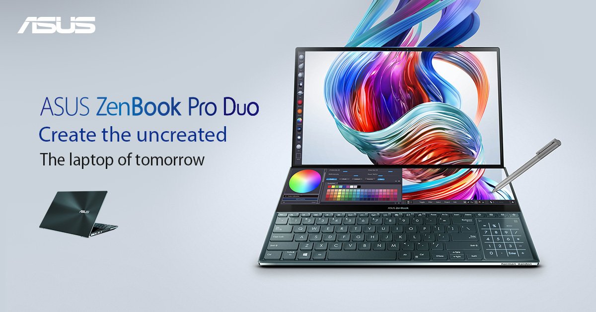 ASUS's tweet image. What would you create if you had the #ZenBook Pro Duo? ❤ if you&apos;re excited to get one of these. #CreateTheUncreated bit.ly/ZenBookProDuoTW