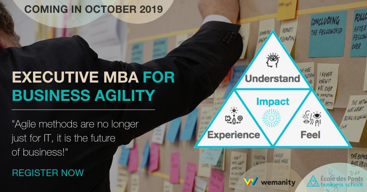 How do you prepare your people for disruption? Coming in Oct 14th, our center Weniversity and Ponts BS School created the 1st Executive MBA for Business Agility! The goal? To turn managers into future-proof leaders.

Learn more 👉 ow.ly/LFts50uUe2c