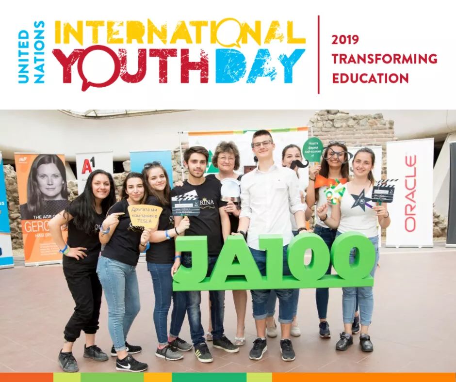 JABulgaria's tweet photo. Днес на Международния ден на младежта #InternationalYouthDay желаем предприемчивостта да бъде част от вас и честитим празника на всички JA съмишленици. #JA100 #JAinAction https://t.co/lyqkrVWxVq