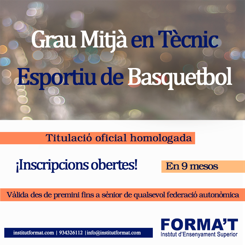 basquet_format's tweet photo. 📅Comptem les setmanes per l'inici del curs escolar.
🤔No saps què fer? Fes el que t'agrada!

📝Inscripcions obertes pel GRAU MITJÀ de Tècnic Esportiu en Bàsquet
☑️Títol Nivell 1+Nivell 2
☑️Vàlid per qualsevol federació autonòmica
☑️En 9 mesos

Informa't👉https://t.co/x3rg4NlABs https://t.co/GmBRCf3QZh