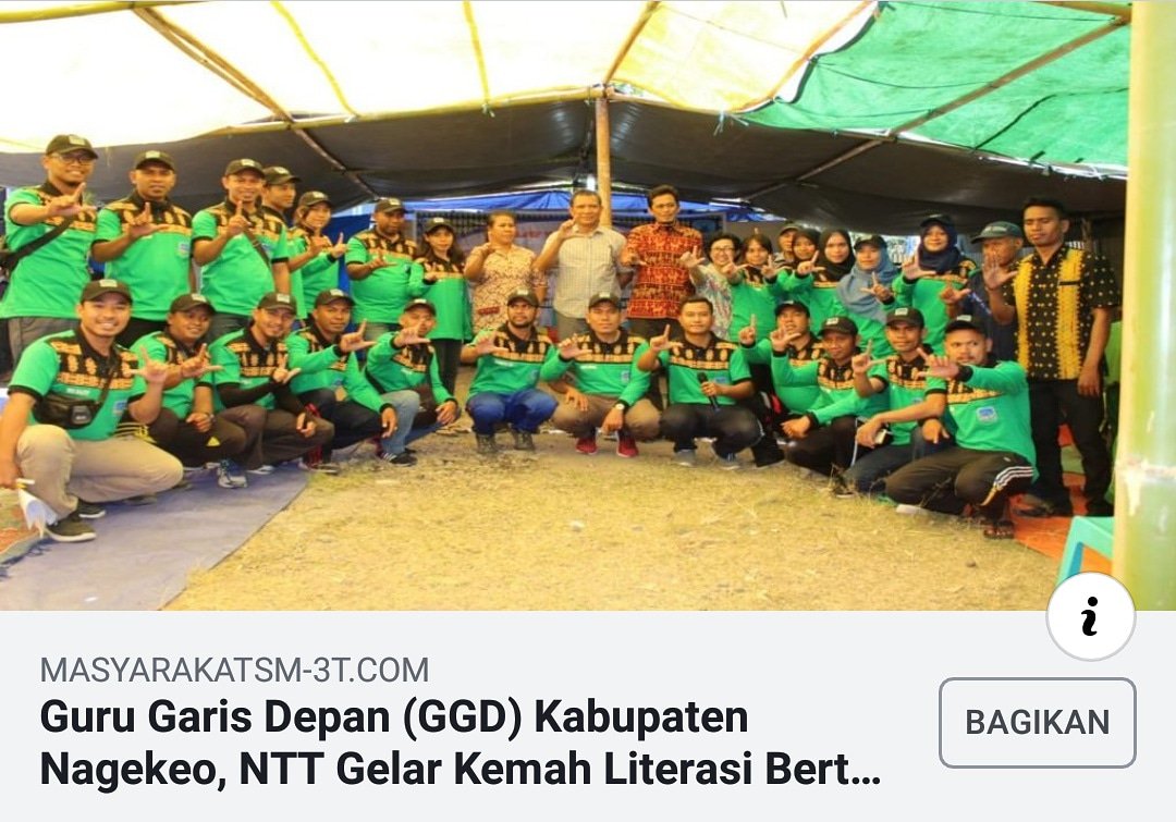 Guru Garis Depan (GGD) Kabupaten Nagekeo, NTT Gelar Kemah Literasi Bertema “Membumikan Literasi dan Melahirkan Harapan Baru”
bit.ly/2TlYvNK. <a href="/Kemdikbud_RI/">kemdikbud go id</a>, @Kemristekdikti, <a href="/kempanrb/">Kementerian PANRB</a> 
#DedikasiTulusSM3T
#PPGMewujudkanGuruProfesional
#AlumniPPGSM3TBersinergiMengabdi
