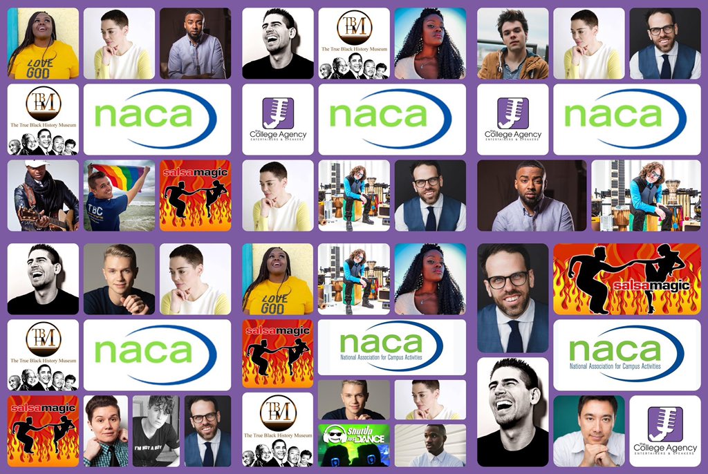 CollegeAgency's tweet photo. Congratulations to the roster and the team here at The College Agency - with all 6 Fall NACA Regional Showcase selections complete - 18 different artists were selected for a total of 40 showcases and alternate positions!  Here's looking forward to a great fall! https://t.co/PdGQVydpxN