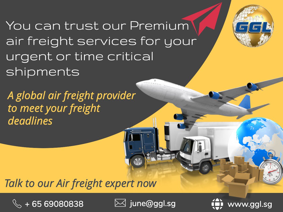 You can trust our premium air freight services for your urgent or time-critical shipments. A global air freight provider to meet your freight deadlines.Talk to our freight experts now
☎️ Phone : + 65 69080838
📧 E-mail: june@ggl.sg
Web: ggl.sg
