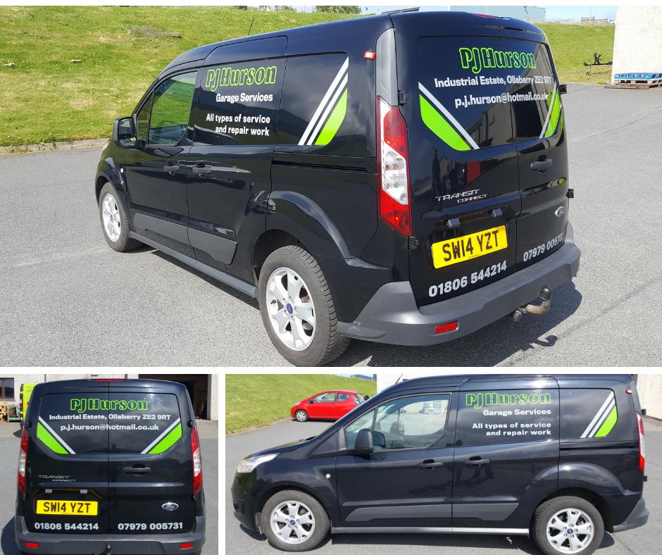 shetlandtimes's tweet photo. #studiodesignprint
Just rolled out our latest van graphics for PJ Hurson. The aluminium vinyl and green lettering really pops against the black paintwork! https://t.co/u6JNnOjzQP