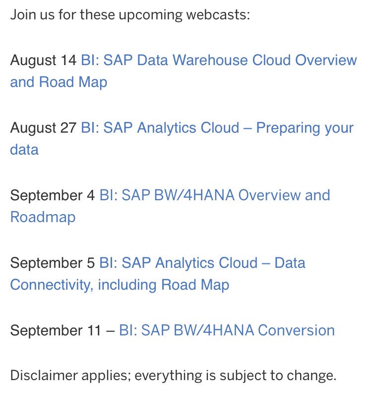 Sygyzmundovych's tweet photo. #SAP #DataWarehouse Cloud Update + Upcoming Webcasts - by @tpowlas 

https://t.co/AceN9xpavj https://t.co/jBgV0MR7nz