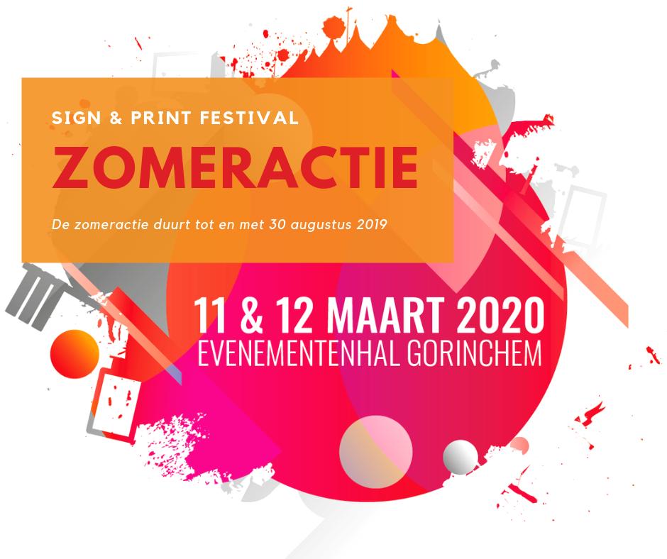 Het einde van de zomervakantie nadert en daarmee loopt ook onze zomeractie ten einde. Nog geen partner van Sign &amp; Print Festival 2020? Meld je dan voor 30 augustus 2019 en profiteer van een VIP treatment voor 4 van je belangrijkste klanten. Lees meer: bit.ly/2TnhszV