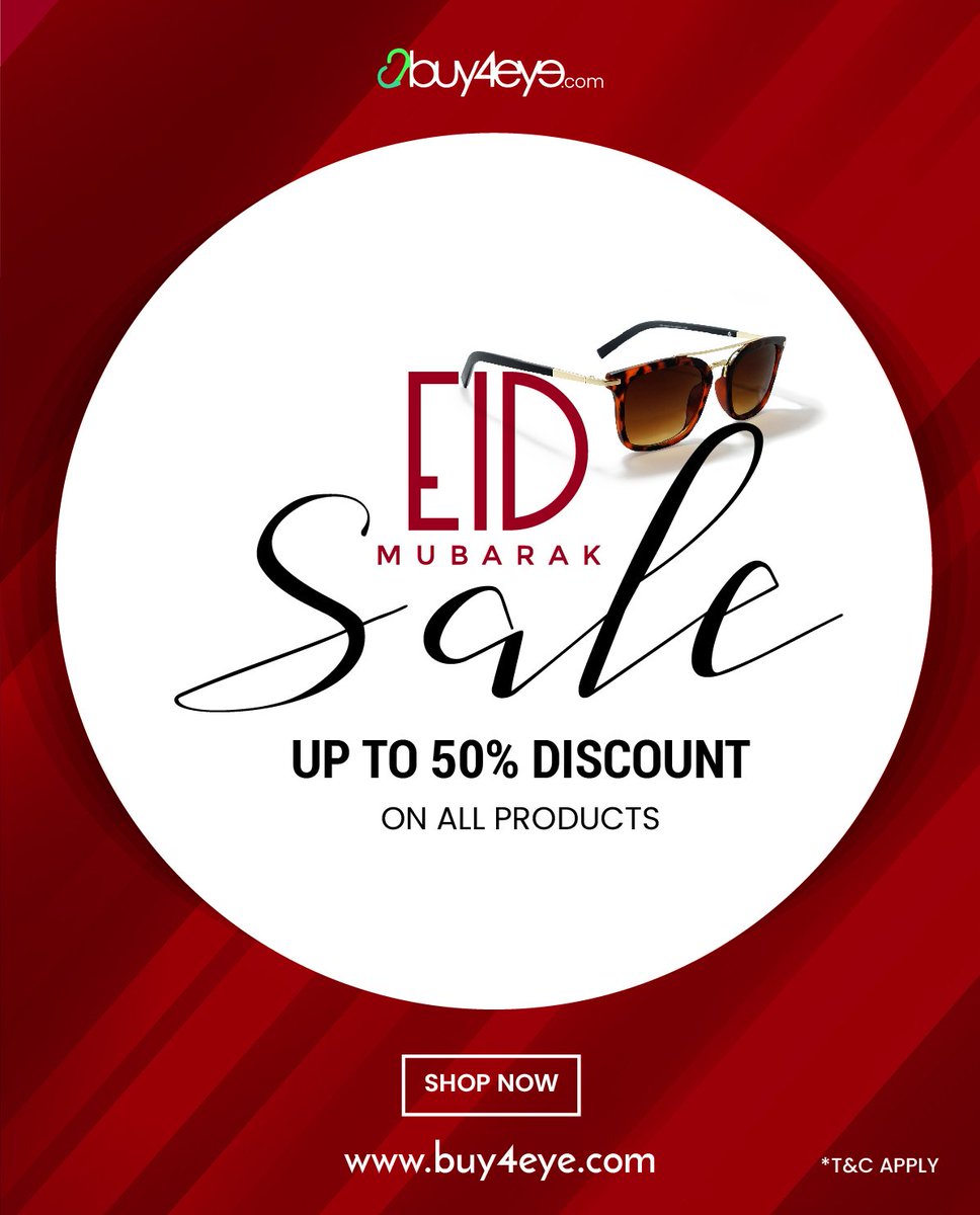 buy4eye's tweet photo. Eid Sale
Flat 50% off on premium eyewear collection
Visit https://t.co/6RwOQ93nrk to avail discount
#WearTheChange
#eyewear #sunglasses #fashion #style #glasses #eyewearfashion #instagood #instafashion #lunettes #optical #sunglassesmurah #sunglassesaddict #sunglassesatnight https://t.co/QgUxznnqeJ