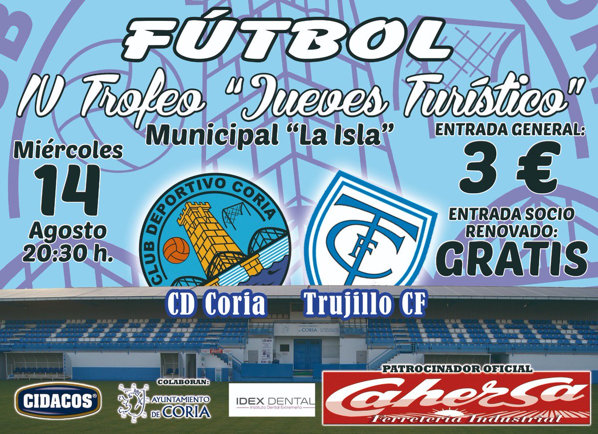 IV Trofeo "Jueves Turístico"
Recibimos la visita del <a href="/Trujillo_CF/">CF Trujillo</a> para el encuentro #ContamosContigo #UnosColoresUnSentimiento
