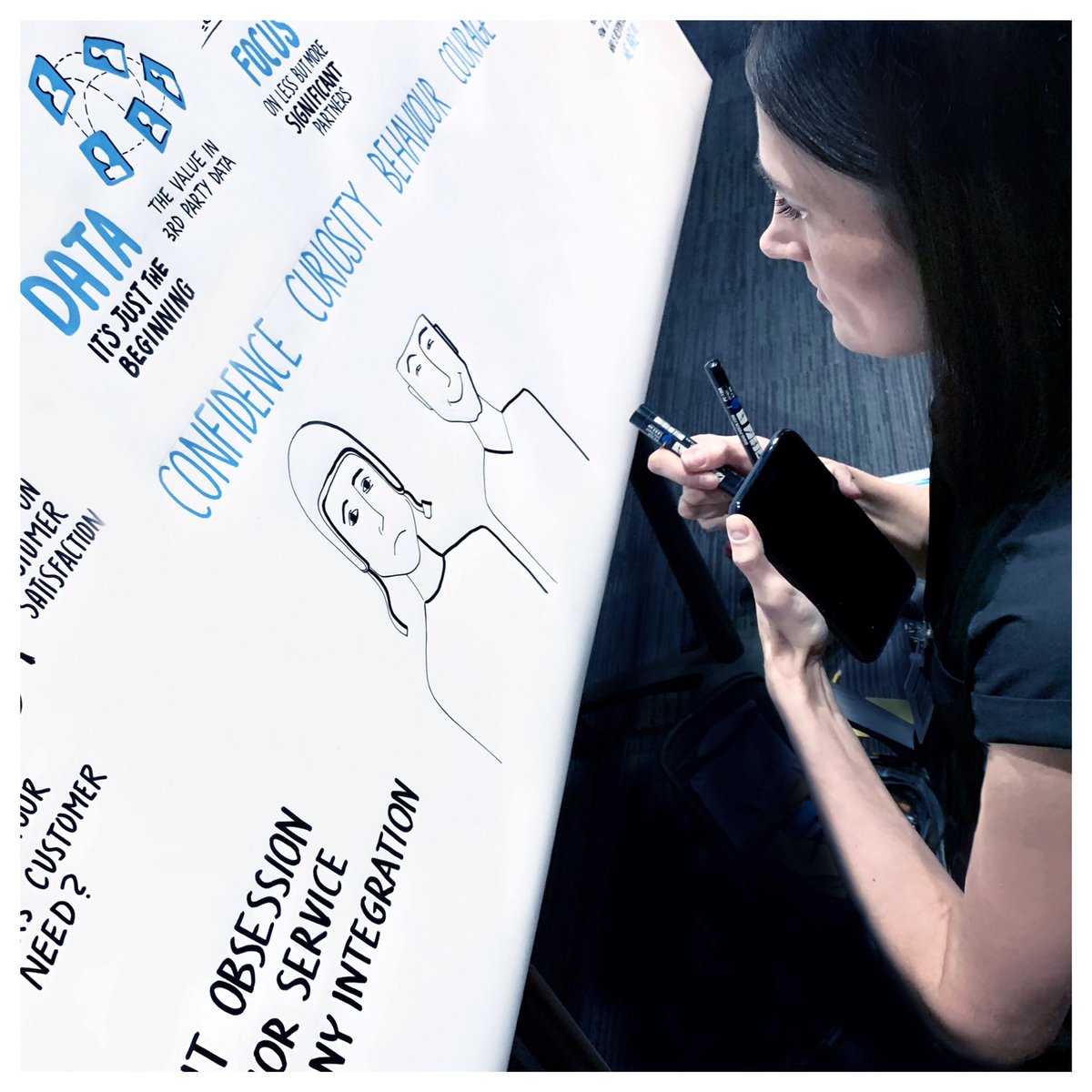 Smartupvisuals's tweet photo. We teamed up with Refinitiv for their end of year meeting in London, where they looked back at a successful year. We were there to translate it all, Scribing live! #graphicfacilitation #creativecompany #refinitiv #smartupvisuals #scribing https://t.co/ee0Q2RONDq