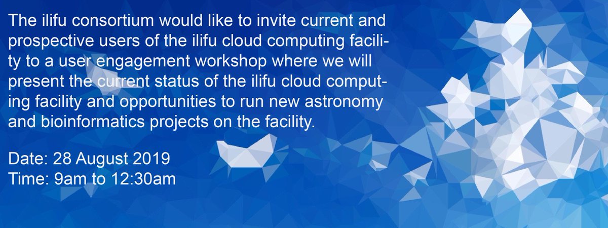 UCT_eResearch's tweet photo. See more info here for the upcoming ilifu users workshop. https://t.co/8ziAn1xZFa https://t.co/xGUNS3wSgH