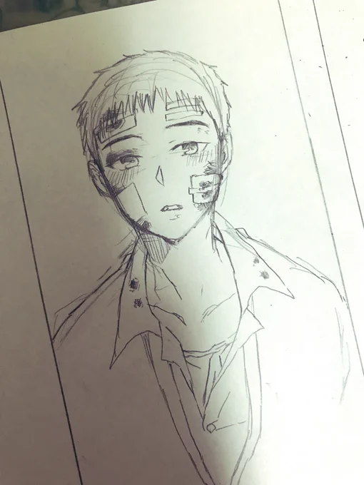 傷だらけってのがどちゃしこです。
これで誘惑してほしいなぁ〜と思ったのでまた帰ってから続き描きます。 