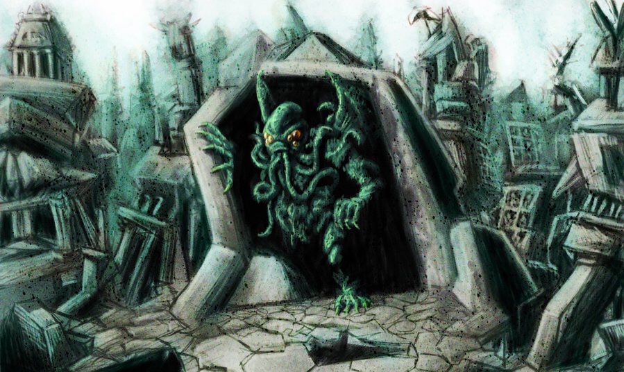 Does something evil lie beneath the ice? According to H. P. Lovecraft, the horror writer who also had an obsession with the frozen wasteland, the sunken city of R’lyeh is located at 47° S and 126° W in the southern Pacific Ocean. It was said to imprison the dark deity Cthulhu.