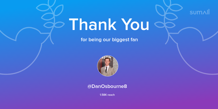 Our biggest fans this week: DanOsbourne8. Thank you! via sumall.com/thankyou?utm_s…