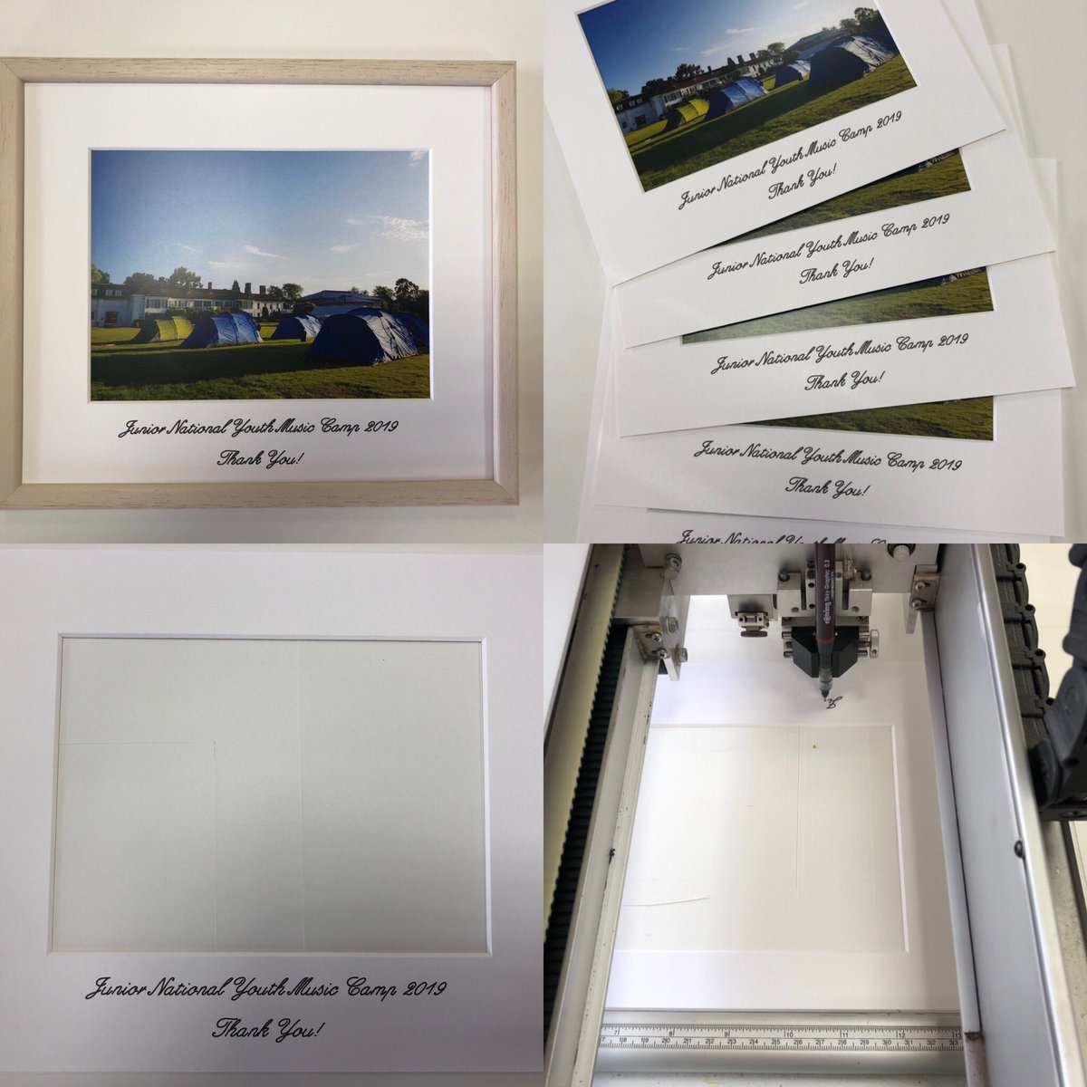 DMRFraming's tweet photo. Pen tool on our mount cutter busy at work today. 40 of these photos to mount and frame with text added #picturemounting #pictureframing #miltonkeynes #bespokepictureframing https://t.co/Sh2vm66DzR