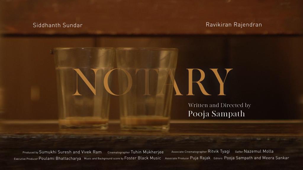 sumukhisuresh's tweet photo. I had the absolute pleasure of turning producer with @markeviv for the movie #NOTARY written and directed by @poojasampath which will be screened at @IMDb qualifier Independent Shorts Award in California. :) https://t.co/JuoH2TYgBa
