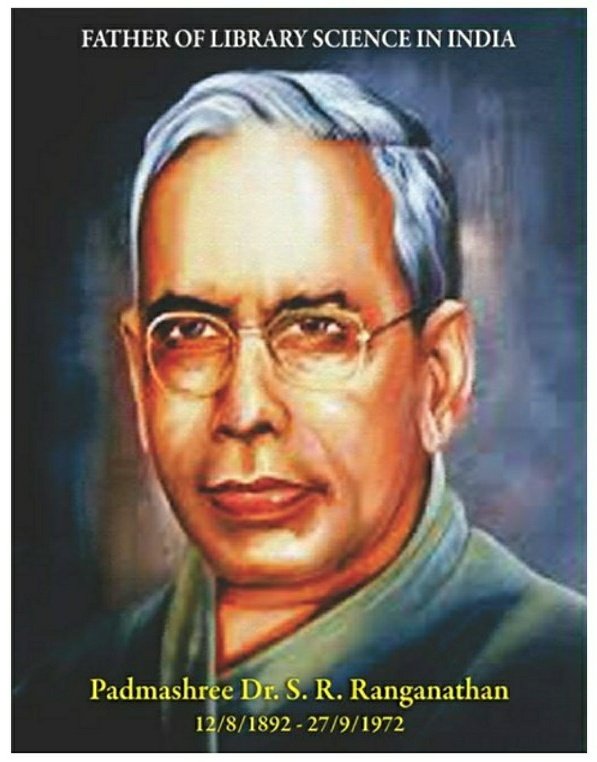 chaurasiakk's tweet photo. 12 August is being celebrated as #NationalLibrariansDay in India, in memory of our Gr8 Librarian #DrSRRanganathan. He had immensely contributed to enriching #LibraryInformationScience in India. He reshaped our libraries as living and growing institutions for a developing society. https://t.co/1Cxhl9lnqF