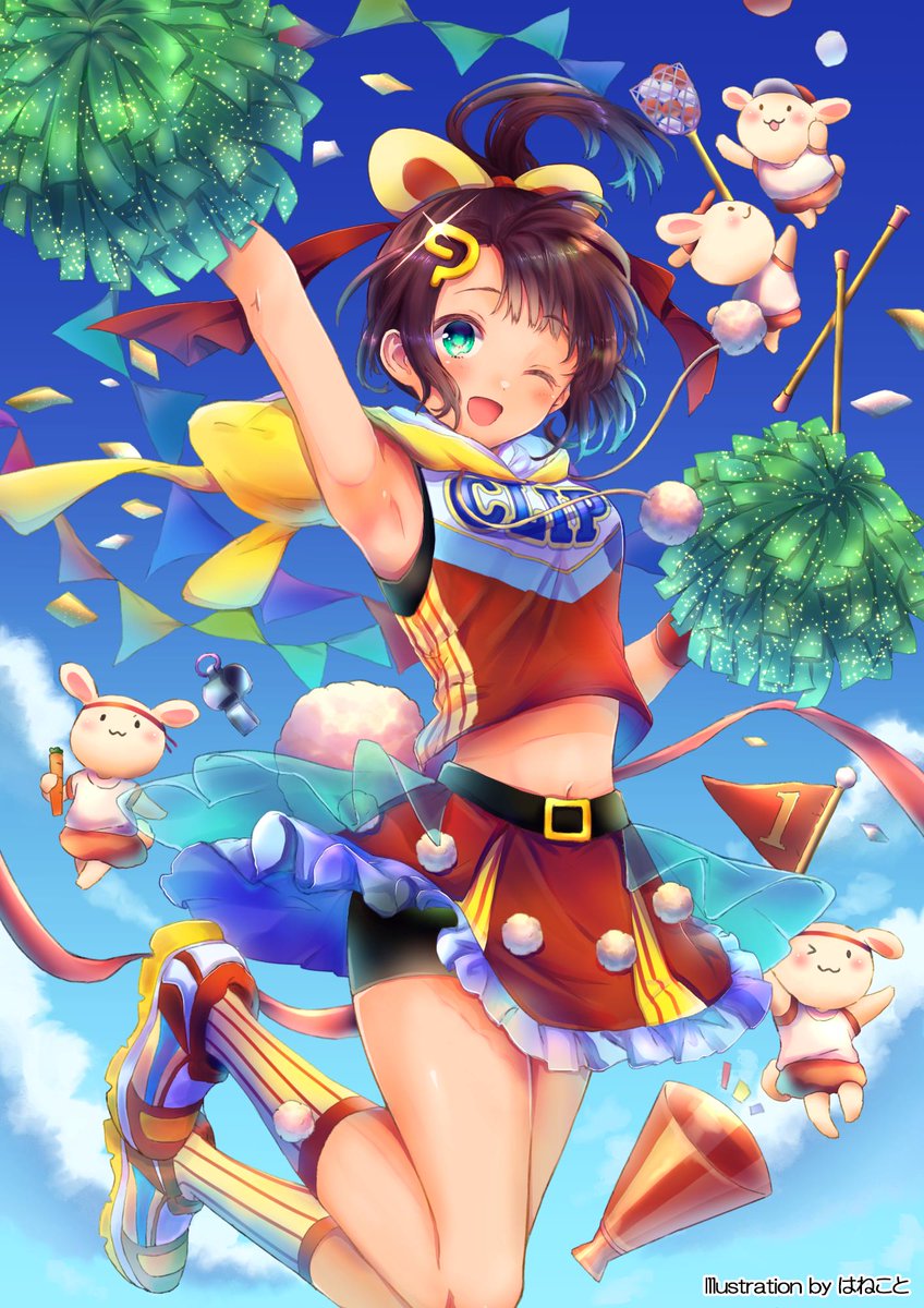 参加させていただきます 夏のポップで元気な女の子をイメージして塗りました と じゅにねうのイラスト