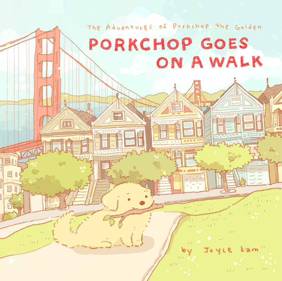 외주로 작업하고있는 강아지가 산책다녀오는 이야기의 동화책,, 🐶