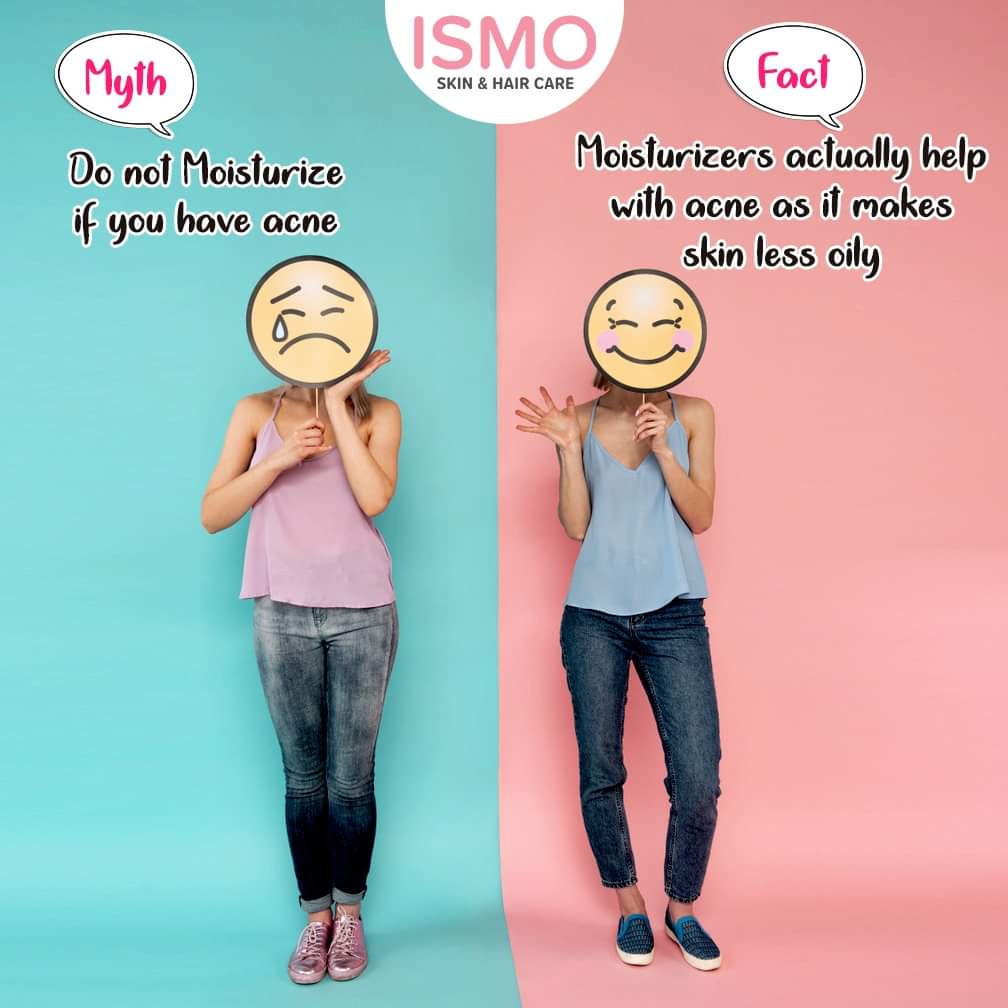 Ismoclinic's tweet photo. Beauty myths are still popular among the women of today. One such myth is, moisturizer should not be applied if you have acne. But the fact is, When the skin is dry, it gets irritated and makes acne look and appear worse. So, apply moisturizer to your face https://t.co/NCI9uxhsyi