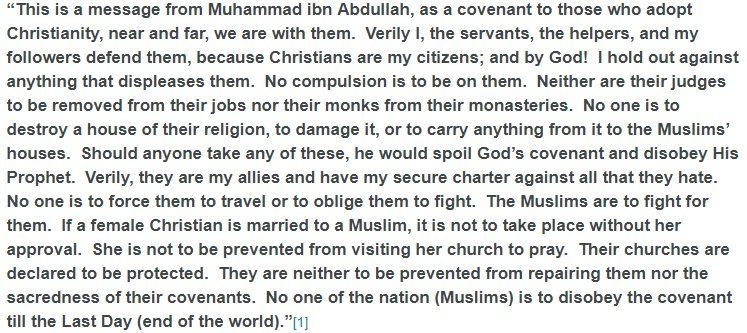 The Prophet emphasized in many letters to his emissaries that religious institutions should not be harmed. Here is a letter addressed to his emissary to the religious leaders of Saint Catherine in Mount Sinai who has sought the protection of the Muslims: