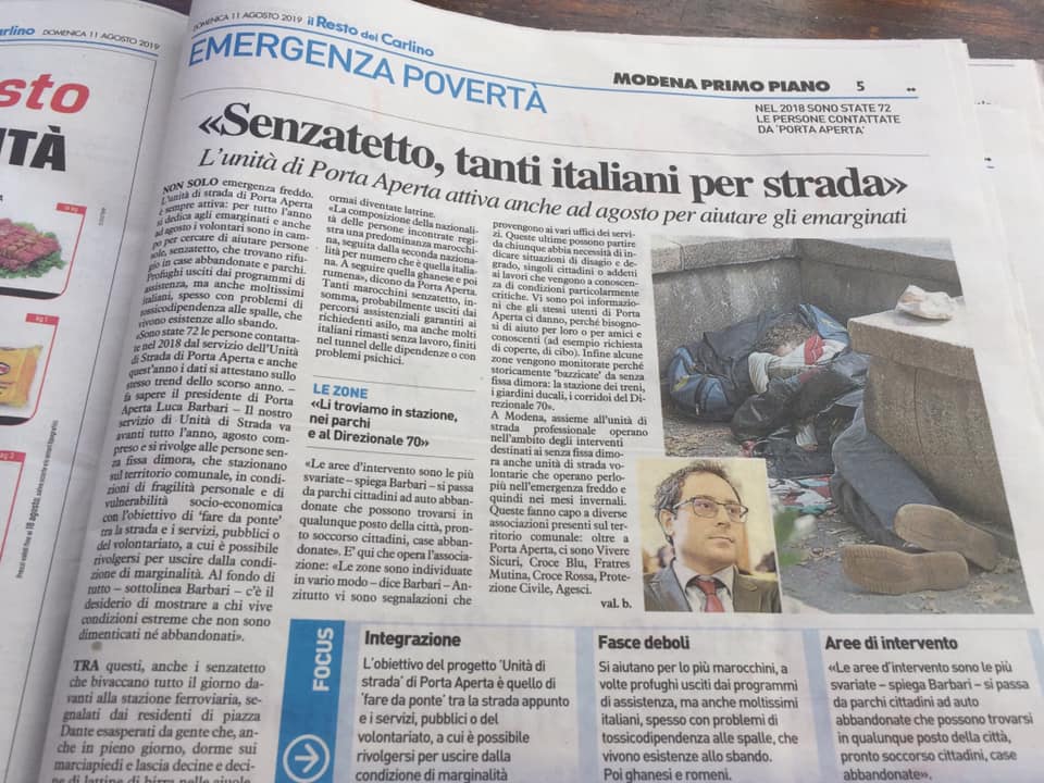 ApaPortaAperta's tweet photo. Ieri il Resto del Carlino di #Modena parlava dell'attività della nostra unità di strada https://t.co/2e1BBgIzOc