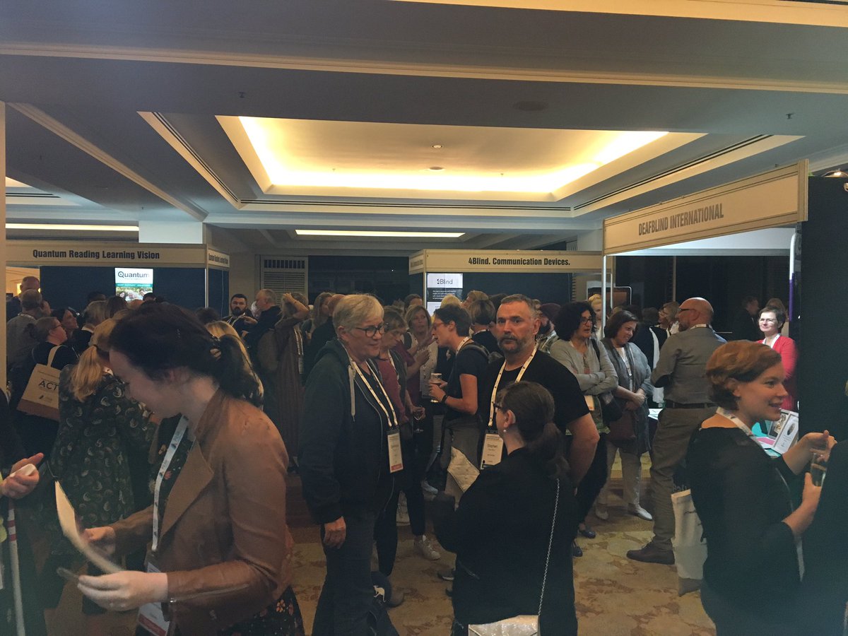 AbleAus's tweet photo. At the Deafblind International World Conference welcome reception. Amazing group of people assembled tonight! https://t.co/1F6ppsAesR