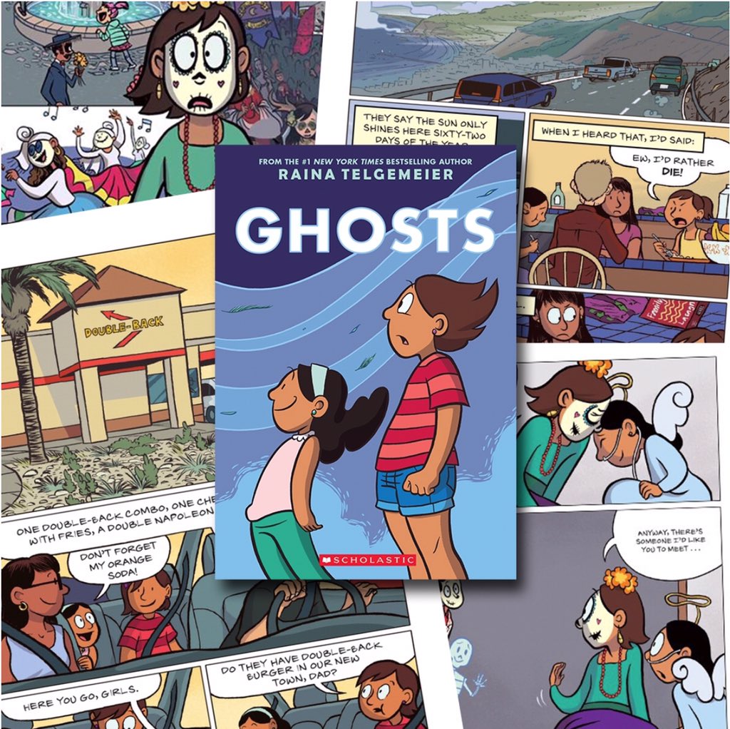 BhaumikJovita's tweet photo. W6,B9: GHOSTS- Raina Telgemeier
Key Takeaways:
1. Family comes back, even from the dead!
2. Sometimes you just have to go with the flow and believe in even the craziest things!
@Fatima_Martin @Cleta1690 @KHDA #8weekstreak #NMSHolidays #summertimeread #FamiliesBelongTogether 👨👩👧👦 https://t.co/btj7sXbyzq