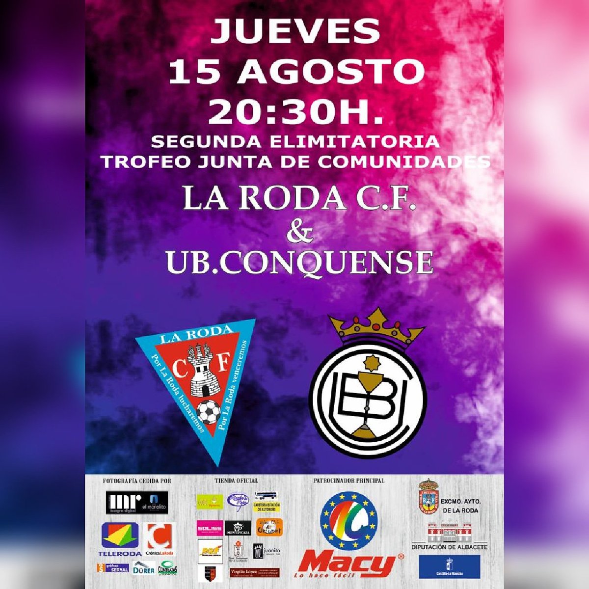 LaRodaCf's tweet photo. Y ya tenemos el cartel de la siguiente eliminatoria del Trofeo Junta de Comunidades!
Nos vemos en tres días!!
Jueves 15 de Agosto, a las 20:30h, en el Municipal de La Roda recibimos a @UBConquense
Os esperamos a todos!!
#VamosRojillos https://t.co/IRU8QK8Mjv