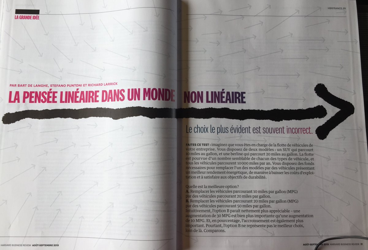 Processus décisionnel vs pièges du biais de linéarité... Le choix le + évident est souvent incorrect. Repenser le monde grâce <a href="/HarvardBiz/">Harvard Business Review</a> merci <a href="/Bartdelanghe/">Bart De Langhe</a> <a href="/PuntoniStefano/">Stefano Puntoni</a> #management #datadriven hbr.org/2017/05/linear…