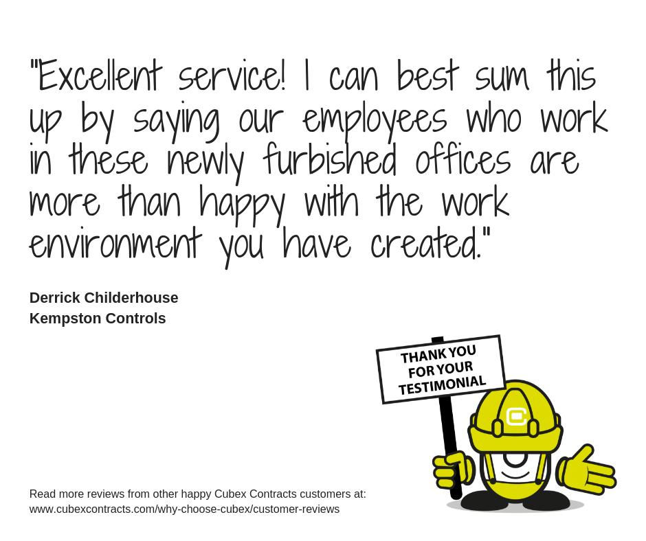 Another customer with good things to say about us! That's how we like to start the week - Happy Monday everyone :)

Thank you <a href="/Kempstons/">Kempston Controls</a> 

#happycustomer #customertestimonials #goteamcubex