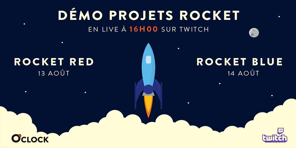 Oclock_io's tweet photo. Cette semaine, Rocket torpille ses projets !

Alors, on n'oublie pas de s'inscrire aux évènements :

👉 https://t.co/7n6WPn5fbN
👉 https://t.co/a54XS0xhkO https://t.co/HCGH7y7sai