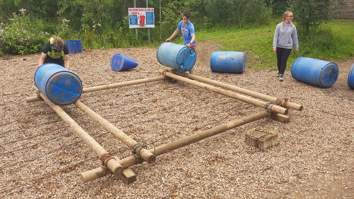 ESCadetsTeam's tweet photo. So the kettering cadets are on their residential first task is to design a raft then build it then sail on it, so make the design with twigs and pebbles then start building @annmarielawson1 @CIJulesMead @NorthantsChief https://t.co/iPrFkADtFH