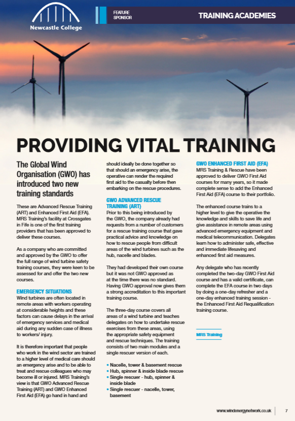 MRSTrainRes's tweet photo. Our training centre in Fife, Scotland, now offers two further @GlobalWindOrg courses - #EnhancedFirstAid and #AdvancedRescueTraining. Read more in the latest issue of Wind Energy Network at Magazine https://t.co/rrS2hn6wR4 https://t.co/Zdki3ga2wU