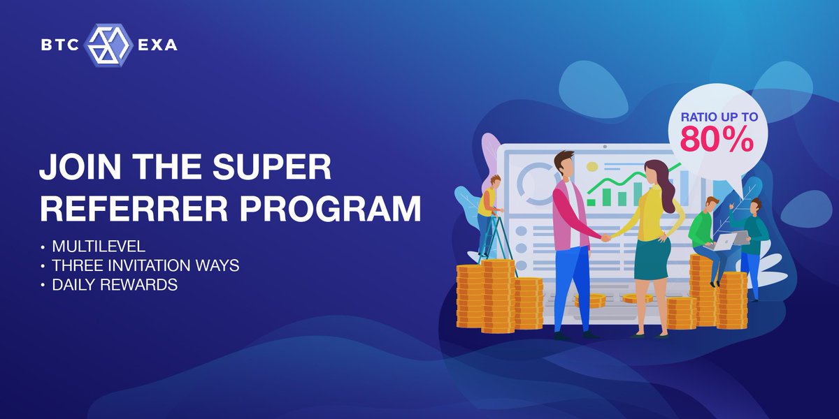BTCEXA_Official's tweet photo. Join the SUPER REFERRER PROGRAM from BTCEXA!
Multilevel, three invitation ways, daily rewards.
Ratio up to 80%!
Refer your friends to get rewards!
https://t.co/SRrN7w8W05
#Crypto #trading #referrerprogram #invitation #cryptoexchange #cryptocurrency #highratio https://t.co/uQTEXh3byj