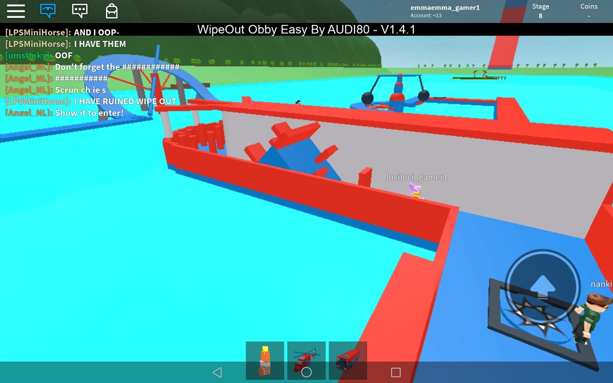 Roblox Gamer Biancawithayas1 Twitter - wipeout obby 12 stages roblox