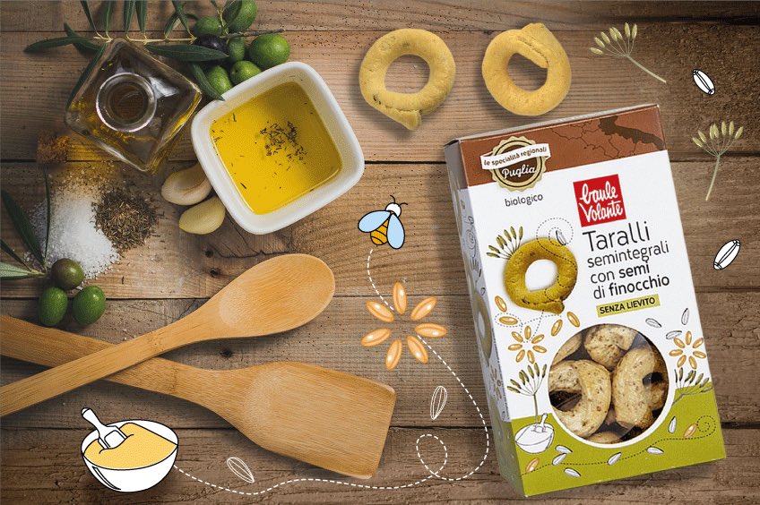 Si racconta che dell’origine della parola “tarallo”, nessuno ne sia a conoscenza. Ma di una cosa siamo assolutamente certi: resistergli è impossibile! E se sono anche biologici, come potete dirgli di no? 
#BauleVolante #Bio #Puglia #Specialitàregionali